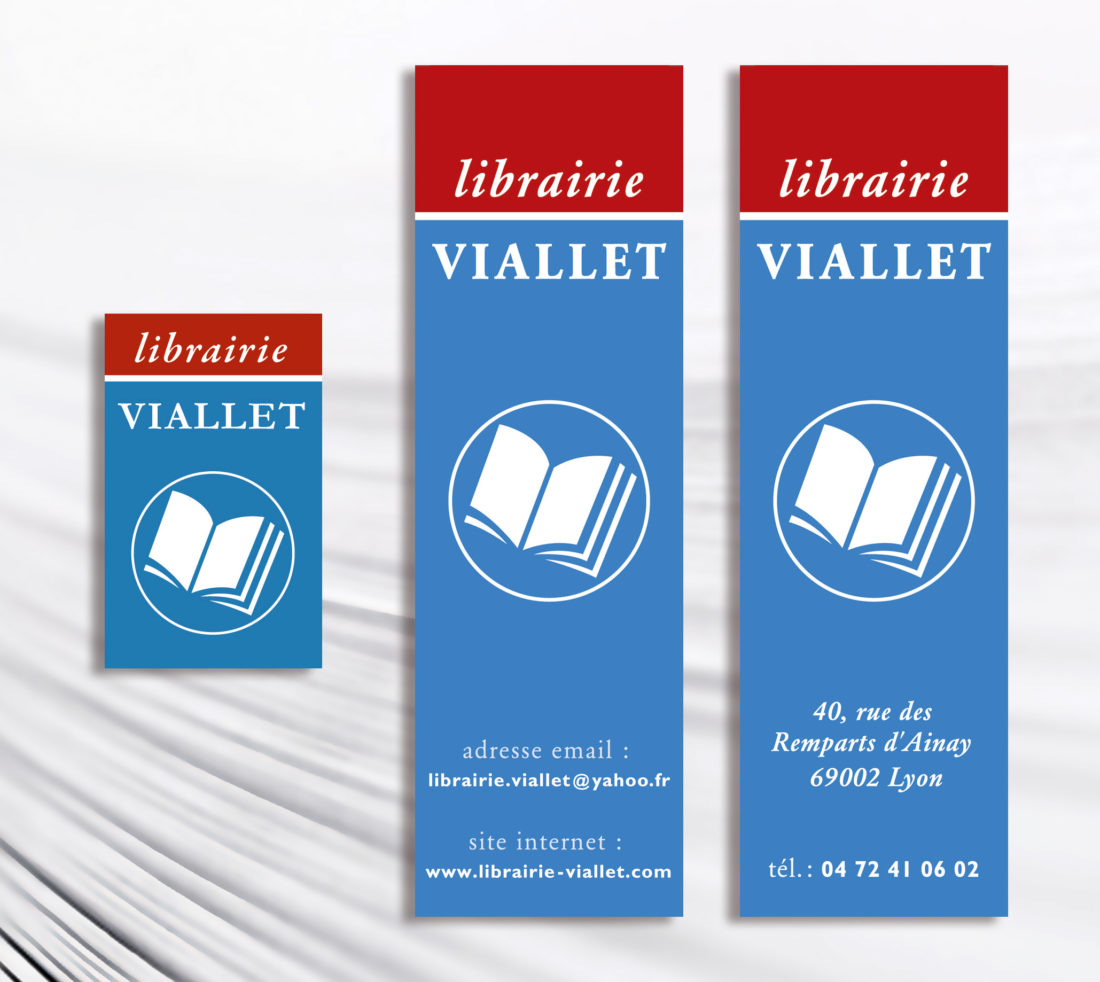 Logo et marque page librairie Viallet